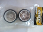 Picture of  Hsp racing 02228 white rims with rubber tires for 1/10 street Rc Car